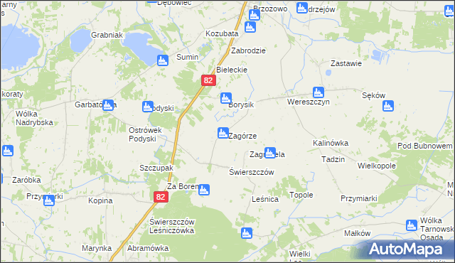 mapa Zagórze gmina Cyców, Zagórze gmina Cyców na mapie Targeo