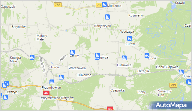 mapa Zagórze gmina Janów, Zagórze gmina Janów na mapie Targeo