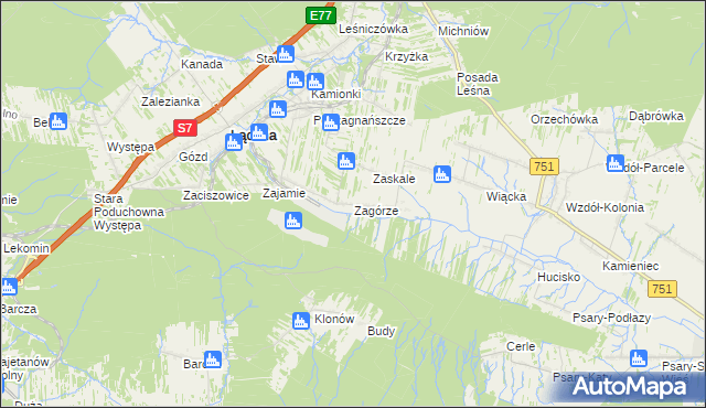 mapa Zagórze gmina Łączna, Zagórze gmina Łączna na mapie Targeo