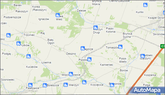 mapa Zagórze gmina Nagłowice, Zagórze gmina Nagłowice na mapie Targeo