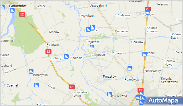 mapa Zagorzyn gmina Blizanów, Zagorzyn gmina Blizanów na mapie Targeo