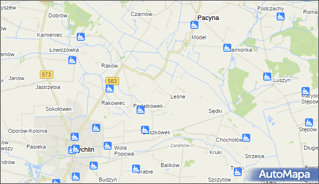 mapa Zagroby gmina Żychlin, Zagroby gmina Żychlin na mapie Targeo