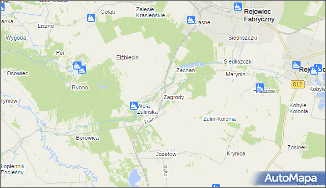 mapa Zagrody gmina Rejowiec, Zagrody gmina Rejowiec na mapie Targeo