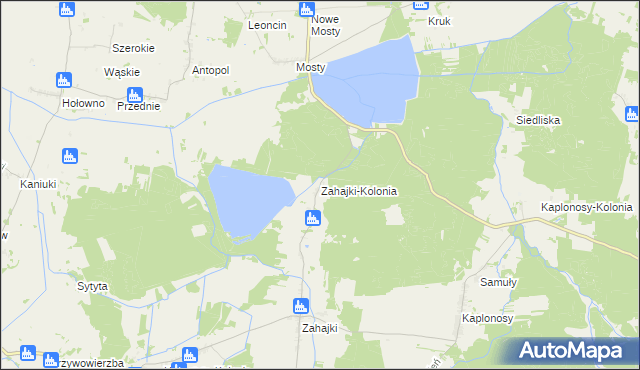 mapa Zahajki-Kolonia, Zahajki-Kolonia na mapie Targeo