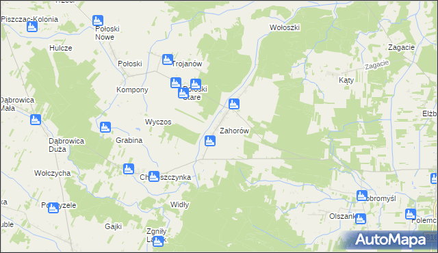 mapa Zahorów, Zahorów na mapie Targeo