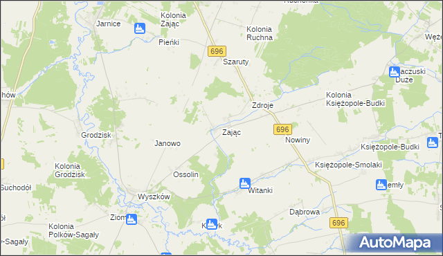 mapa Zając gmina Liw, Zając gmina Liw na mapie Targeo