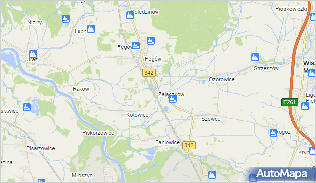 mapa Zajączków gmina Oborniki Śląskie, Zajączków gmina Oborniki Śląskie na mapie Targeo