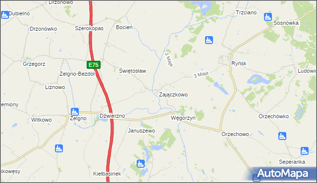 mapa Zajączkowo gmina Chełmża, Zajączkowo gmina Chełmża na mapie Targeo