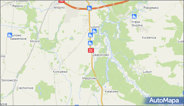 mapa Zajączkowo gmina Kobylnica, Zajączkowo gmina Kobylnica na mapie Targeo