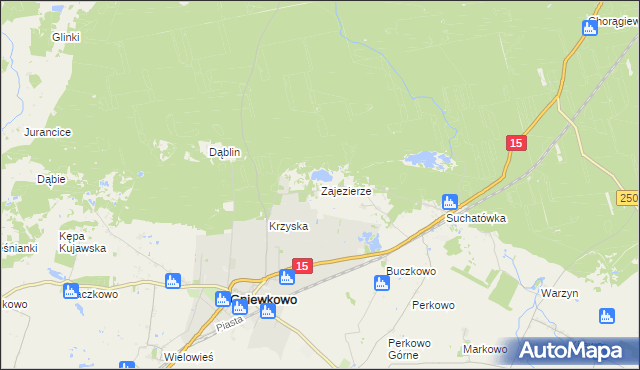 mapa Zajezierze gmina Gniewkowo, Zajezierze gmina Gniewkowo na mapie Targeo