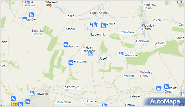 mapa Zakącie gmina Borzechów, Zakącie gmina Borzechów na mapie Targeo