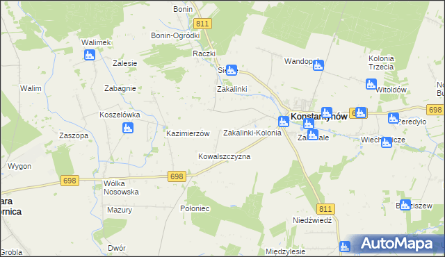 mapa Zakalinki-Kolonia, Zakalinki-Kolonia na mapie Targeo