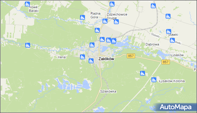 mapa Zaklików, Zaklików na mapie Targeo