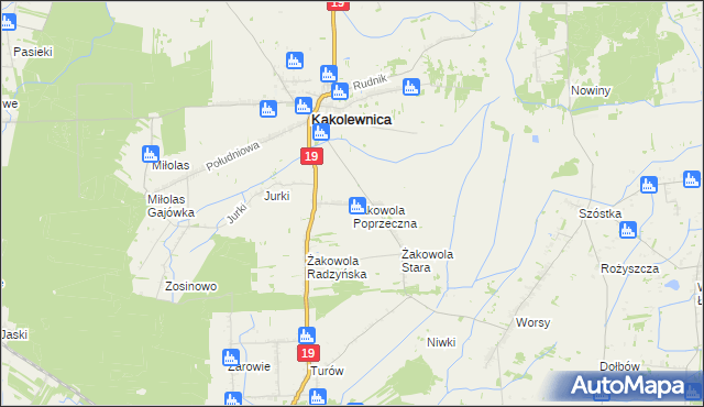 mapa Żakowola Poprzeczna, Żakowola Poprzeczna na mapie Targeo