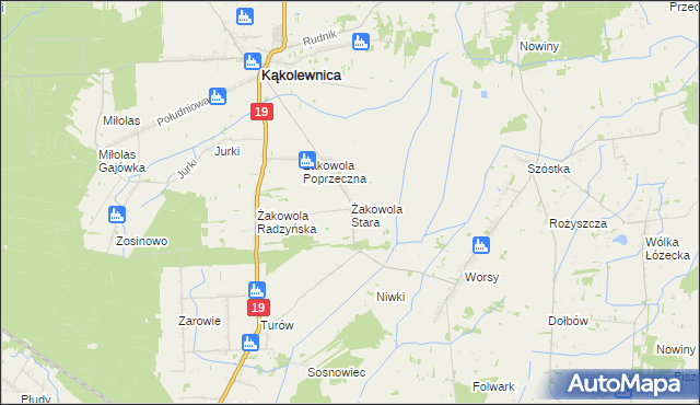 mapa Żakowola Stara, Żakowola Stara na mapie Targeo