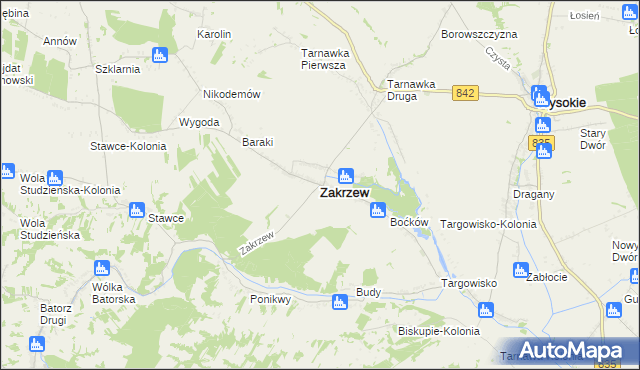 mapa Zakrzew powiat lubelski, Zakrzew powiat lubelski na mapie Targeo