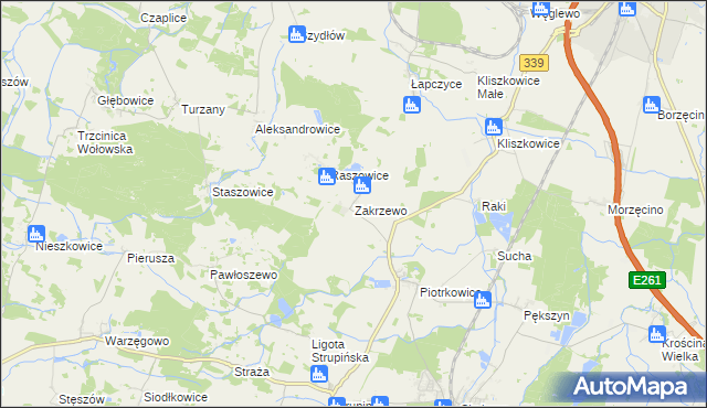 mapa Zakrzewo gmina Prusice, Zakrzewo gmina Prusice na mapie Targeo