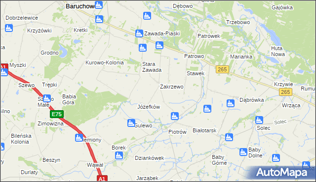 mapa Zakrzewo-Parcele, Zakrzewo-Parcele na mapie Targeo