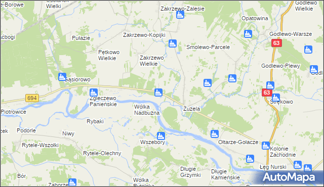 mapa Zakrzewo-Słomy, Zakrzewo-Słomy na mapie Targeo