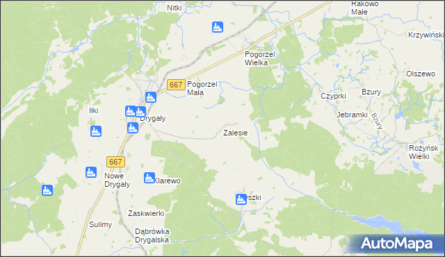 mapa Zalesie gmina Biała Piska, Zalesie gmina Biała Piska na mapie Targeo