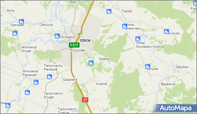 mapa Zalesie gmina Izbica, Zalesie gmina Izbica na mapie Targeo