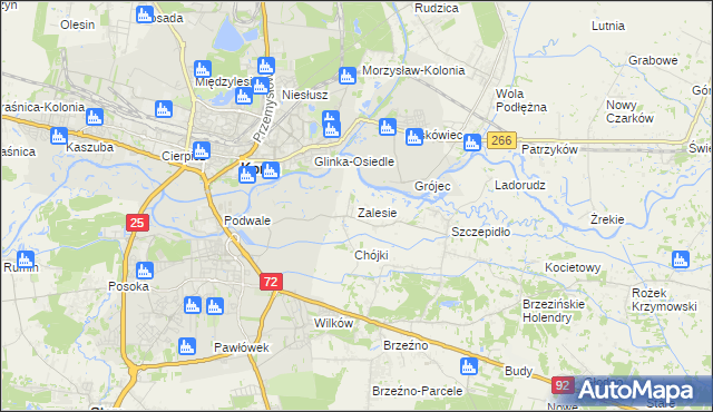 mapa Zalesie gmina Krzymów, Zalesie gmina Krzymów na mapie Targeo