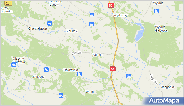 mapa Zalesie gmina Myszyniec, Zalesie gmina Myszyniec na mapie Targeo