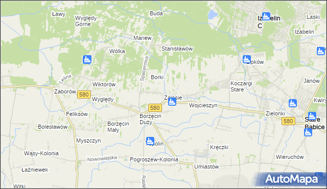 mapa Zalesie gmina Stare Babice, Zalesie gmina Stare Babice na mapie Targeo