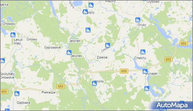 mapa Zalesie gmina Świętajno, Zalesie gmina Świętajno na mapie Targeo