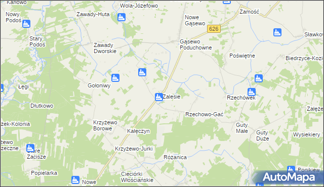 mapa Zalesie gmina Sypniewo, Zalesie gmina Sypniewo na mapie Targeo