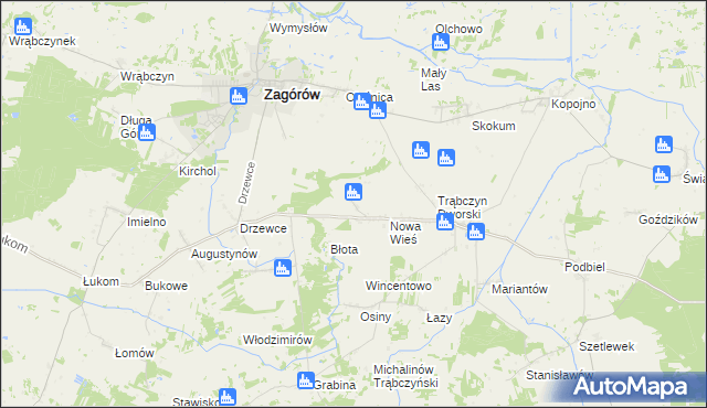 mapa Zalesie gmina Zagórów, Zalesie gmina Zagórów na mapie Targeo