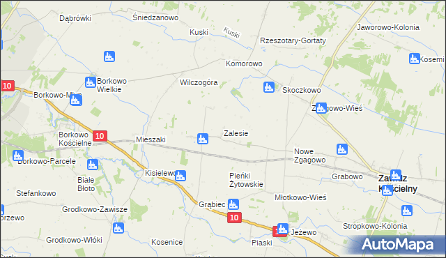 mapa Zalesie gmina Zawidz, Zalesie gmina Zawidz na mapie Targeo