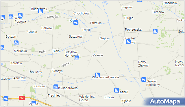 mapa Zalesie gmina Zduny, Zalesie gmina Zduny na mapie Targeo