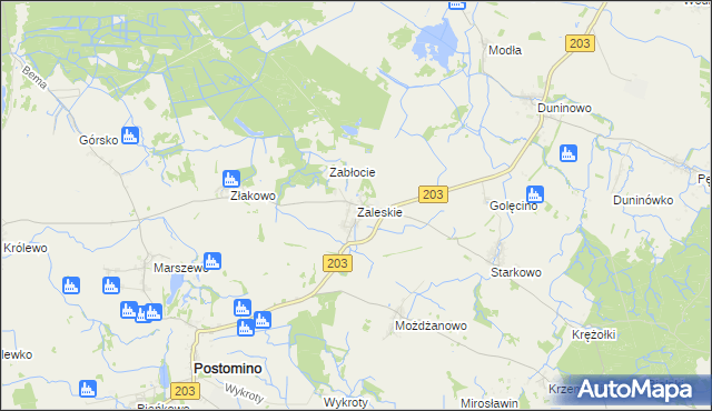 mapa Zaleskie gmina Ustka, Zaleskie gmina Ustka na mapie Targeo