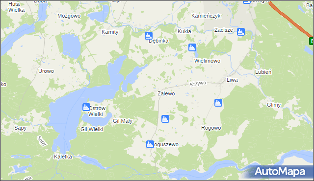 mapa Zalewo gmina Miłomłyn, Zalewo gmina Miłomłyn na mapie Targeo