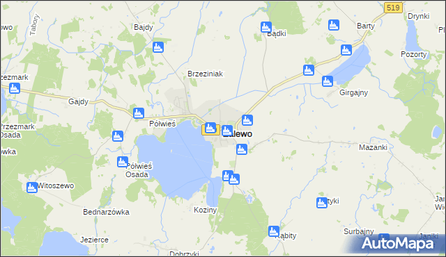 mapa Zalewo powiat iławski, Zalewo powiat iławski na mapie Targeo