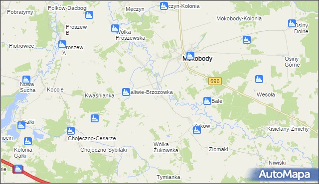 mapa Zaliwie-Piegawki, Zaliwie-Piegawki na mapie Targeo