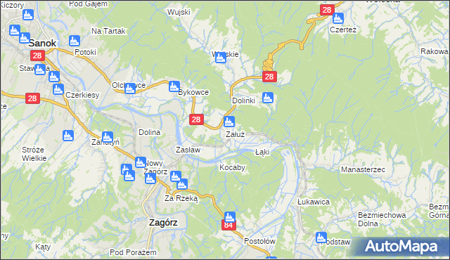 mapa Załuż, Załuż na mapie Targeo