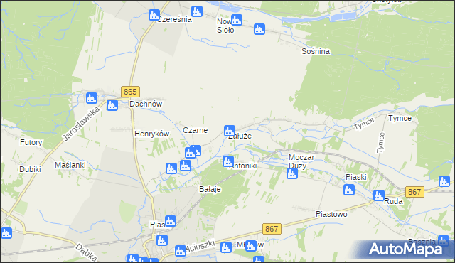 mapa Załuże gmina Lubaczów, Załuże gmina Lubaczów na mapie Targeo