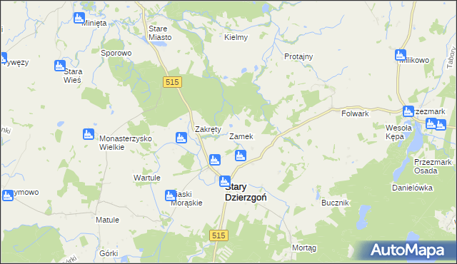 mapa Zamek gmina Stary Dzierzgoń, Zamek gmina Stary Dzierzgoń na mapie Targeo