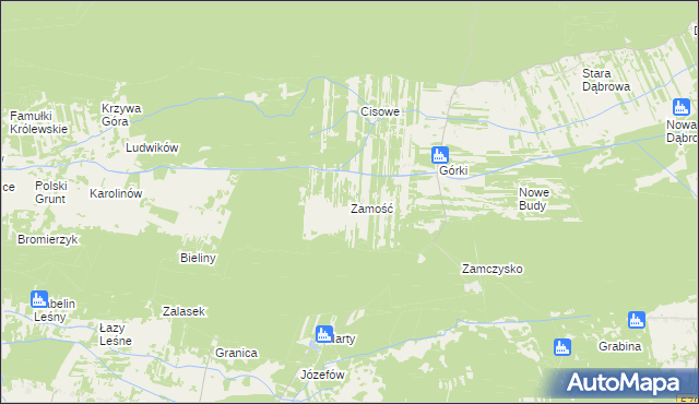 mapa Zamość gmina Leoncin, Zamość gmina Leoncin na mapie Targeo