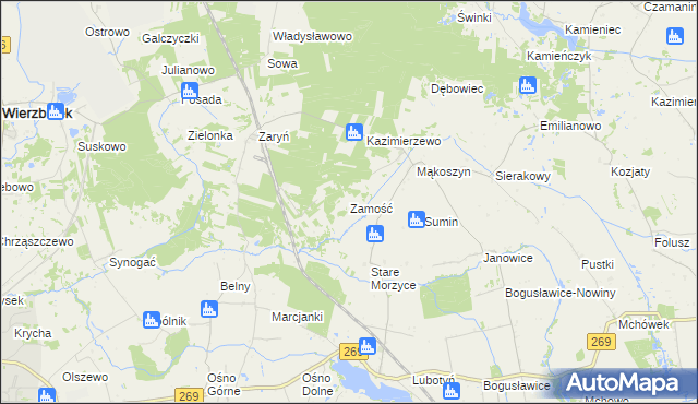 mapa Zamość gmina Wierzbinek, Zamość gmina Wierzbinek na mapie Targeo
