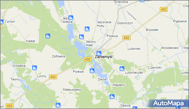 mapa Zaniemyśl, Zaniemyśl na mapie Targeo