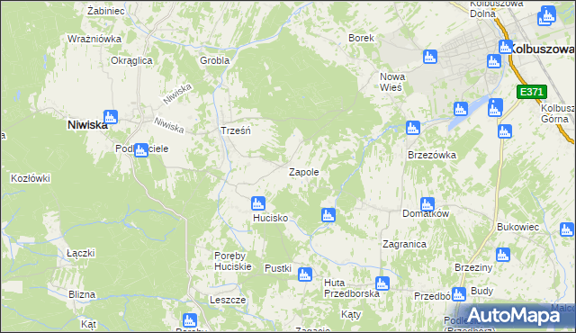 mapa Zapole gmina Niwiska, Zapole gmina Niwiska na mapie Targeo