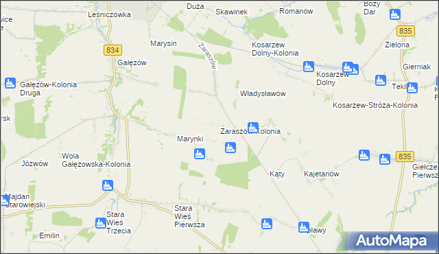 mapa Zaraszów-Kolonia, Zaraszów-Kolonia na mapie Targeo