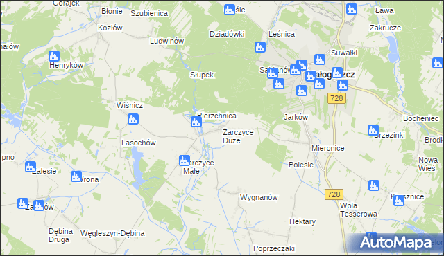 mapa Żarczyce Duże, Żarczyce Duże na mapie Targeo