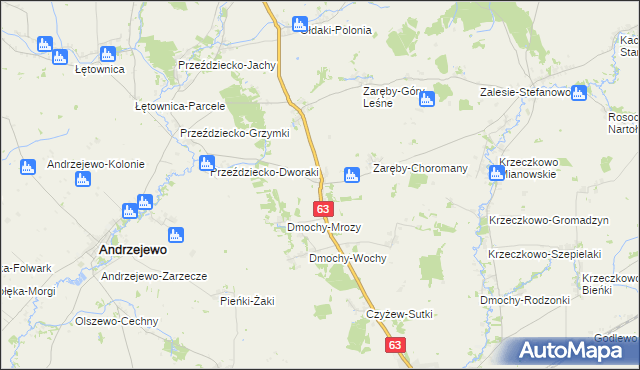 mapa Zaręby-Bolędy, Zaręby-Bolędy na mapie Targeo