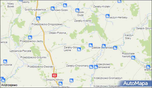 mapa Zaręby-Święchy, Zaręby-Święchy na mapie Targeo