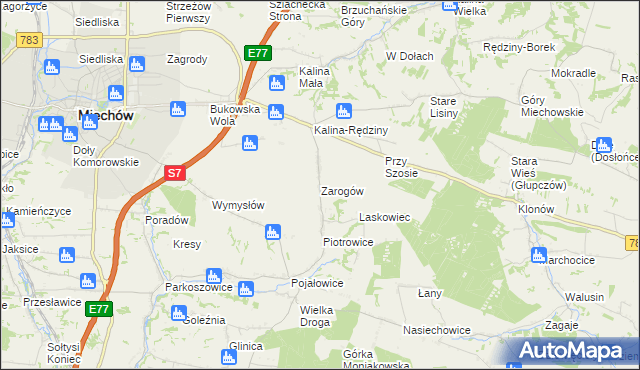 mapa Zarogów, Zarogów na mapie Targeo