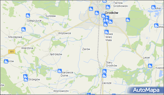 mapa Żarów gmina Grodków, Żarów gmina Grodków na mapie Targeo